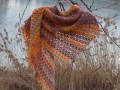 Háčkovaný šátek - orange se třpytem