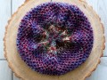 Pletený baret - s trochou fialové