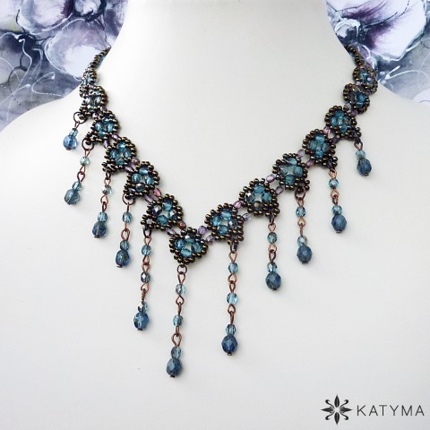 Elegantní úzký náhrdelník náhrdelník modrá elegantní jemný šedomodrá 