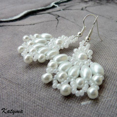 Náušnice bílé svatební květy náušnice květina bílá květiny květ svatba perla svatební dámské nevěsta perlové 