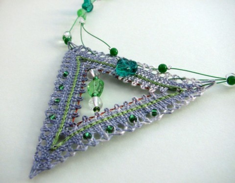 z říše elfů I - náhrdelník náhrdelník dárek korálky zelená elegantní šedá romantické paličkované pro ženy 