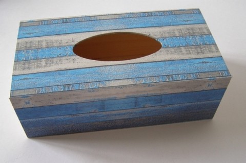 Krabice na kapesníky - Modré dřevo hnědý na dekorace box krabička kapesníky krabice káva hnědá decoupage francie patina kafíčko ubrousek kafe patinovaná kapesníkovník coffe cappuccino hnědém croassant 