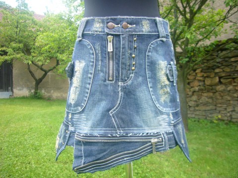 X womanka - Motorkářka originální sukně zip suknice riflovina džínovina denim denimová extravagatní origoško jeden kus 