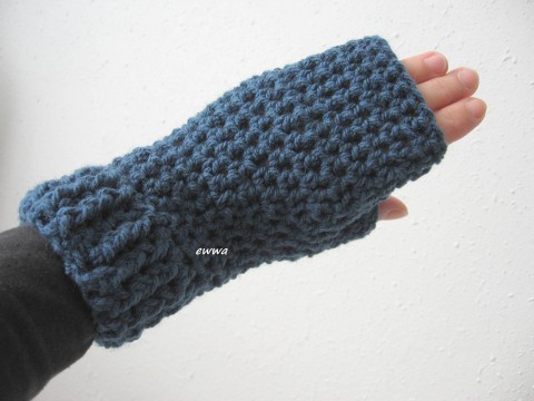Návleky na ruce - bezprsťáky modrá zimní návleky rukavice dámské teplé šedomodrá bezprsťáky bezprsté rukavice na zimu pro ženy 