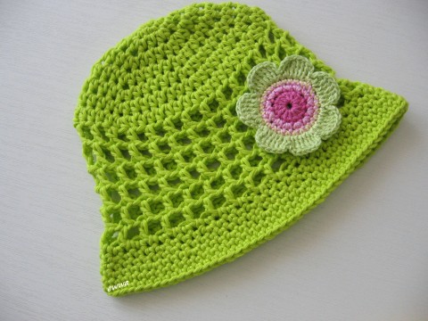 Klobouček zelená děti holčička holčičí bavlna klobouk miminko klobouček vzdušný unisex lehoučký léto letní 