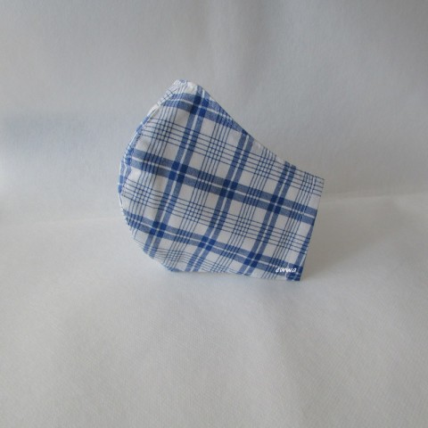 Ochranná rouška s kapsou na filtr modrá bavlna bílá kostky šité gumička ochrana šňůrka unisex kapsa kostkované teenager rouška teens kapsa na filtr 