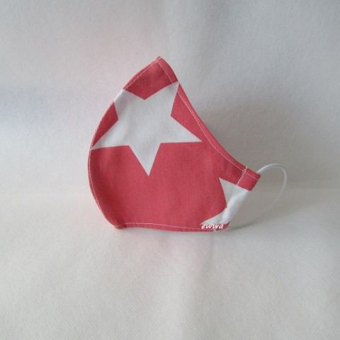 Ochranná rouška s kapsou na filtr červená bavlna bílá hvězda šité gumička ochrana šňůrka unisex hvězdičky rouška 