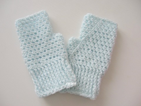 Návleky na ruce zima modrá zimní hřejivé rukavice světlemodrá bezprsťáky ledová pro ženy 