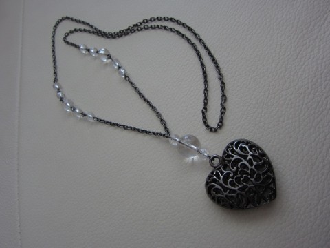 Náhrdelník Srdeční s křišťálem ... náhrdelník srdce srdíčko křišťál valentýn gunmetal 