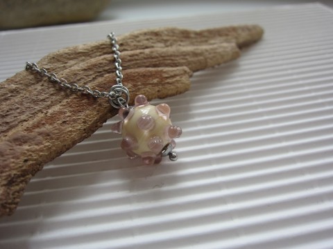 náhrdelník Koulovaná ježek - sklo náhrdelník sklo růžová lososová ježek kulička 