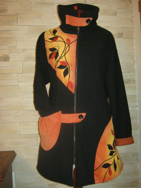 Kabátek-černooranžový kabát bunda kabátek mikyna 