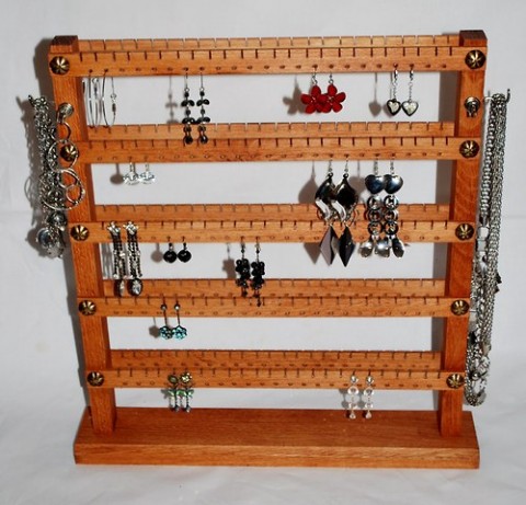 Stojánek oboustraný  - mahagon šperky organizér stojánek šperkovnice naušnice stojánek na náušnice 