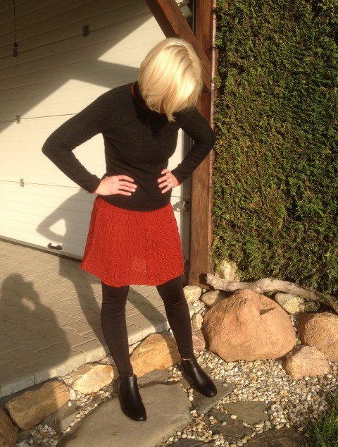 WOW – rusty skirt -  sleva  ! skořice sukně rolák rezavý originál pončo kostým pléd handmade pletenina ruční práce 