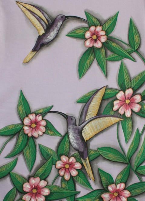 Kolibříci, vel. L/XL zvíře tunika květy příroda růže rostliny zahrada tričko ptáčci kolibříci květinový motiv 
