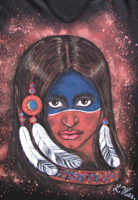 Jsem bojovnice, vel. M žena barvy dívka pírka historie západ indián indiánka totem 