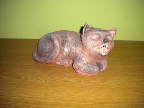 kočička zívací kočka keramika 