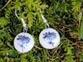 porcelánové náušnice modré kytky-1