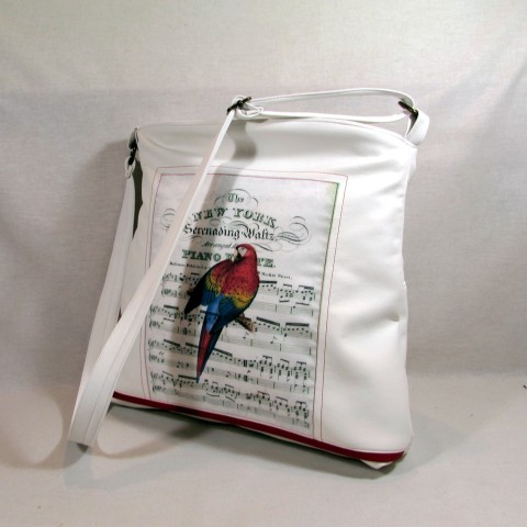 kabelka s papouškem kabelka červená originální dárek podzim bílá papoušek praktická koženková 