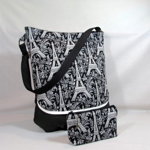 pařížská kabelka kabelka dárek taška bílá černá černobílá paříž do školy eifelovka obal na notebook 