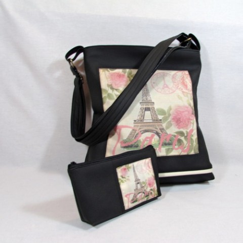 romantická paříž-černá kabelka originální dárek taška vánoce růžová černá luxusní písmo paříž eiketa 
