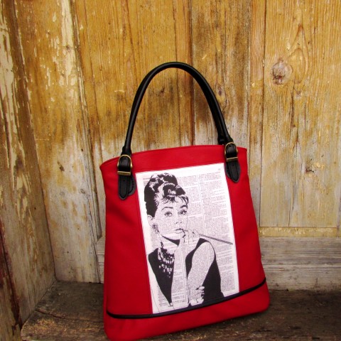 Kabelka červená Audrey Hepburn kabelka červená originální taška elegantní černá prostorná audrey hepburn červenočervená 