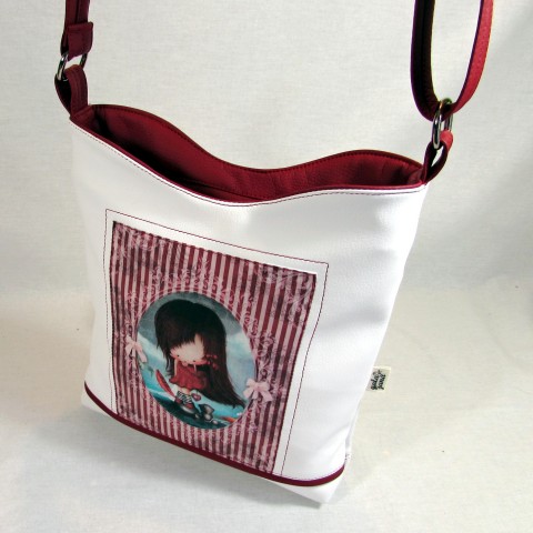 Kabelka mini-panenka kabelka červená originální dárek holčička dívčí léto koženková kombinovaná mini kabelka 