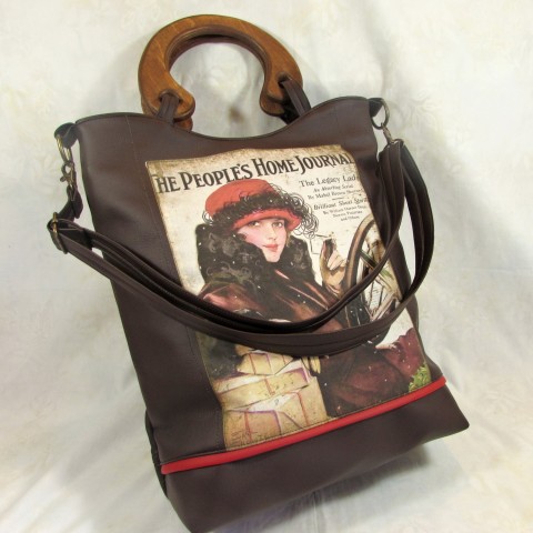 Kabelka retro kabelka dárek taška podzim hnědá dáma barevná retro nákupní kombinovaná 