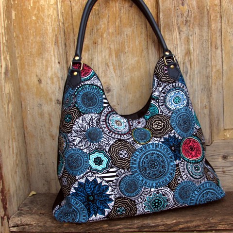 kabelka modrá vzorovaná kabelka dárek taška modrá podzim elegantní dáma barevná retro vzor vzorovaná mandala nákupní kombinovaná 
