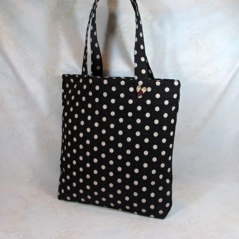 Nákupní taška puntíkatá kabelka dárek taška podzim černá hnědá barevná černobílá puntíkatá režná nákupní pevná kombinovaná 