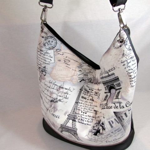 Kabelka paříž kabelka taška velká černá jaro tyrkysová slon etno prostorná cestovní paříž kombinovaná eifelovka nápisy nápiy 