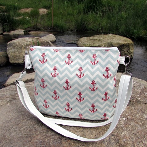 Námořnická mini kabelka kabelka červená prázdniny moře taška bílá léto kotva dovolená výlet k vodě malá kabelka 