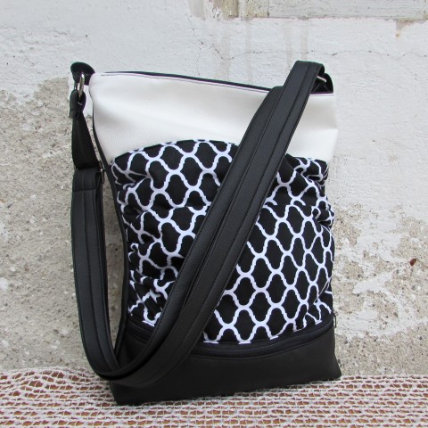 Kabelka černobílá kabelka taška bílá černá puntík černobílá školní obal na notebook 