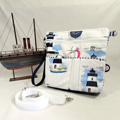 Organizér námořnický kabelka dárek moře barevné dívčí bílá proužky léto organizér pruhy pro ženu etue černobílá mandala dovolenáčerná 