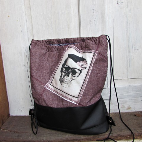 batoh lebky na hnědé hnědý originální taška batoh pytel kočky hnědé černé kočičí vak lebka 