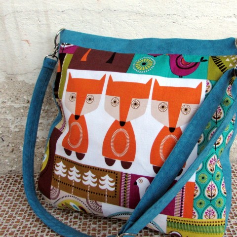 kabelka s liškou kabelka originální dárek taška barevná tyrkysová koženka škola 