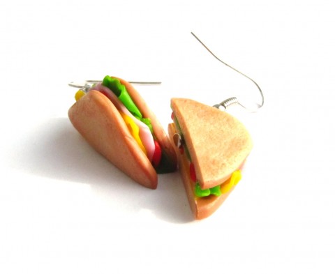 Sendviče náušnice puzeta jídlo toast svačina oběd hamburger sendvič 