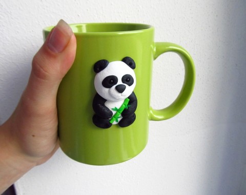 Hrnek s pandou dárek hrnek hrneček čaj zelený medvídek medvěd dáreček dětské panda hrníček zvířátko bear šálek pití pandička s pandou pandí 