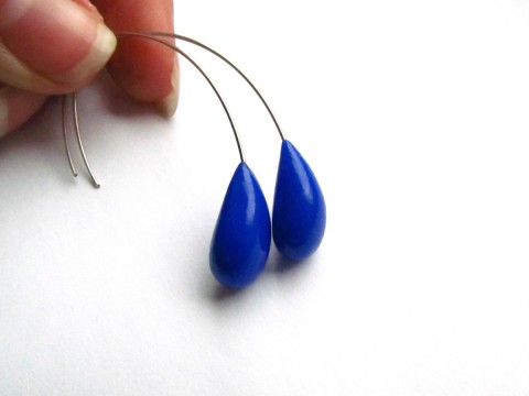 Pár kapek - dešťové náušnice jednoduché elegantní modré déšť kapky 