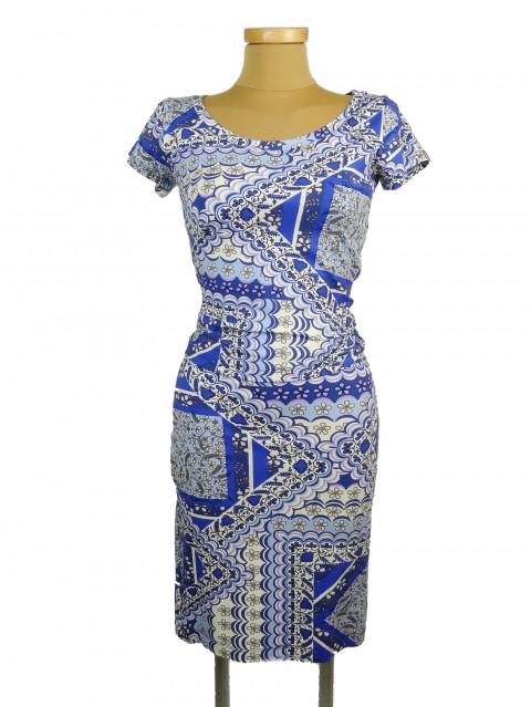 modré elastické šaty tunika jarní letní šaty krátké dlouhé podzimní elastické celoroční modré šaty šaty se vzorem 