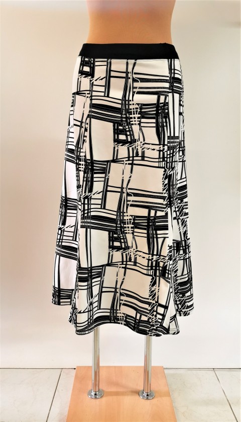 originální dílová sukně, černo-bílá dílová sukně rozšířená sukně dlouhá dámská sukně 