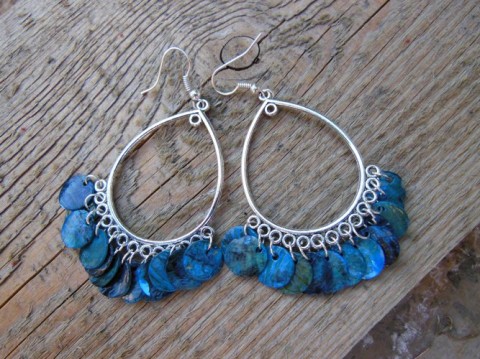 modro-stříbnrné penízkové nášnice šperky náušnice modrá perleť bižuterie bižuterní komponenty 