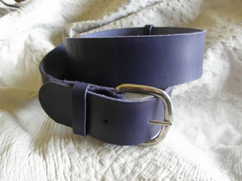 Pásek kožený modrý, 85-98 cm 