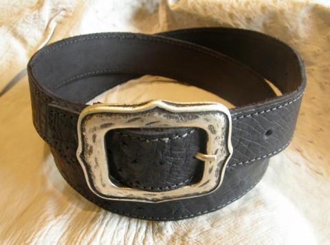Pásek kožený černý, 98-112 cm 