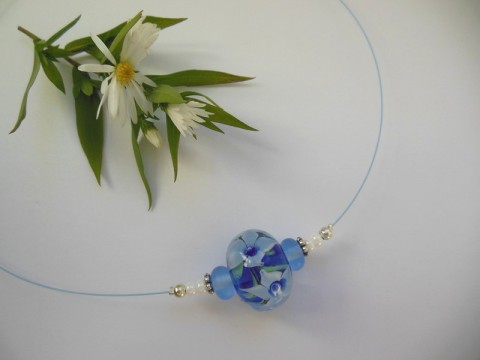 Náhrdelník modrá jako hořce náhrdelník vinutka květinka kytičky kytička květinky kvítek kvítky rondelky 