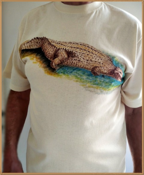 Pánské triko s ještěrem malba bavlna tričko ještěr dámy krokodýl pánové varan 