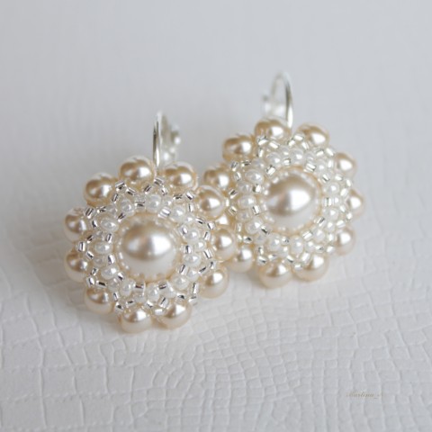 Cream pearl...náušnice náušnice svatba perličky svatební obšívané krémová ivory 
