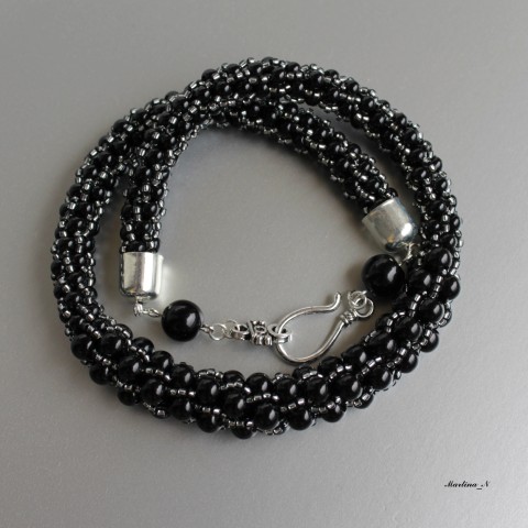 Černošedá elegance...náhrdelník náhrdelník háčkovaný černá šedá černošedá exkluzivní 