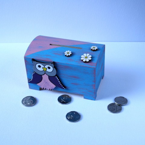 Pokladnička se sovou - menší dárek dětské sova sovička dětská pokladnička kasička pro děti na penízky 