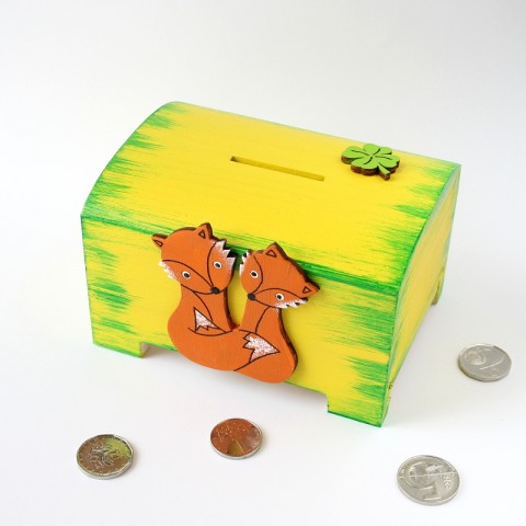 Pokladnička s liškami dárek dětské dětská pokladnička kasička pro děti liška lištička pro kluky lišky na penízky lištičky s liškami s liškou 