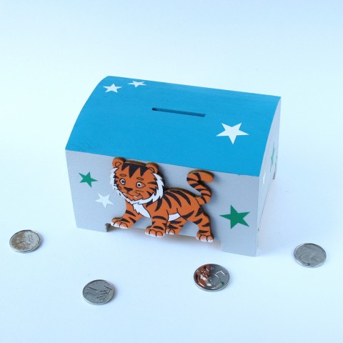 Pokladnička s tygrem dárek tygr klučičí dětské dětská pokladnička kasička tygřík pro děti pro kluky na penízky pro kluka s tygrem s tygříkem 